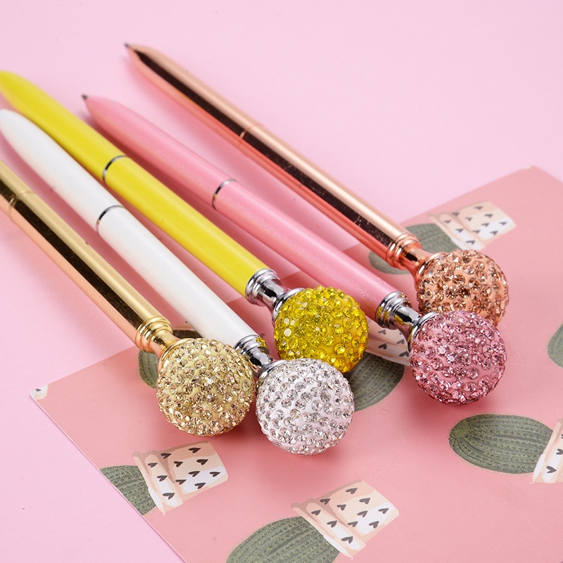 Creativity metal Spinning Ballpoint Pen Luxury Diamond Ball Point Pen 1.0mm Ballpoint Pen Office School Writing Stationery