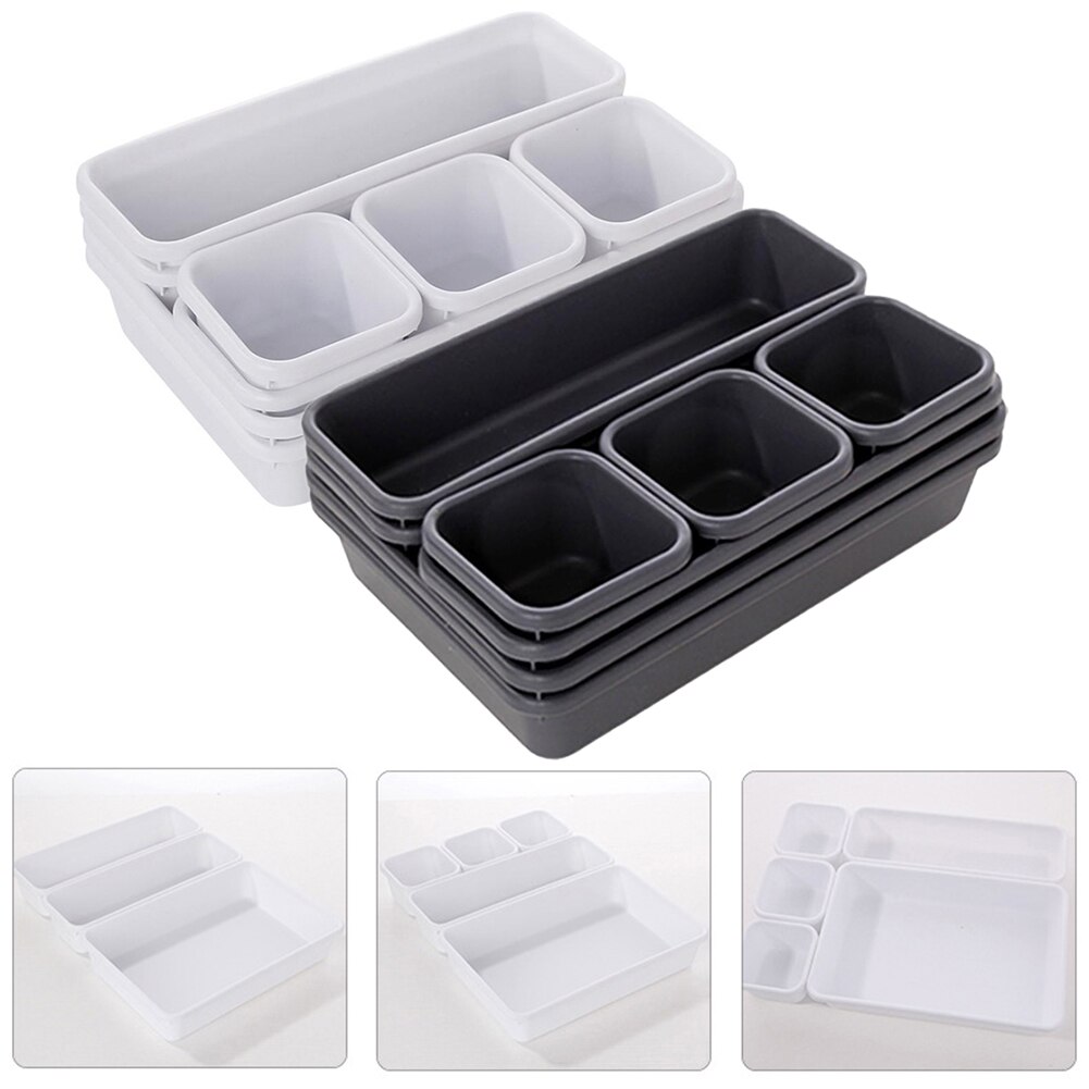 8Pcs Home Drawer Storage Tray Box Office Desk Closet Jewelry Makeup Organizer Suitable for makeup drawer, bathroom drawer office