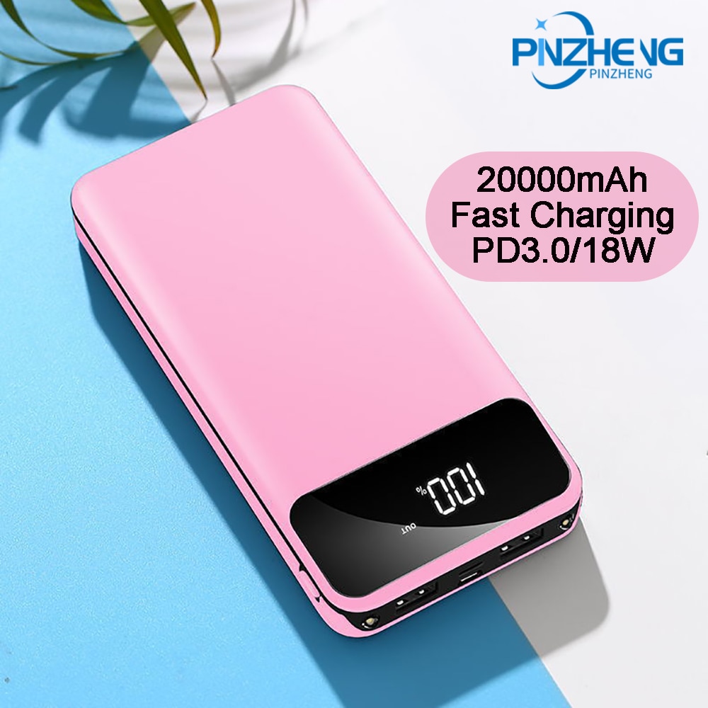 PINZHENG 20000 mAh Energie Bank QC PD 3,0 PoverBank Schnelle Aufladen Energie 20000 mAh Externe Batterie Ladegerät Für iPhone 11 xiaomi