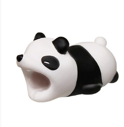 Kabel Beißen Schutz für Iphone kabel Wickler Telefon Halfter Zubehör Organizer kaninchen hund katze Ebene puppe modell lustige: Panda