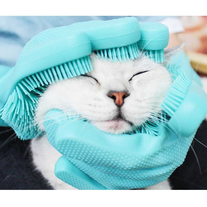 Pet Gato Cão de Estimação escova Luva de Silicone Macio Gato limpeza Suave Eficiente Gato Grooming Luva Luva de Banho Do Cão Suprimentos Para Animais de Estimação pentes