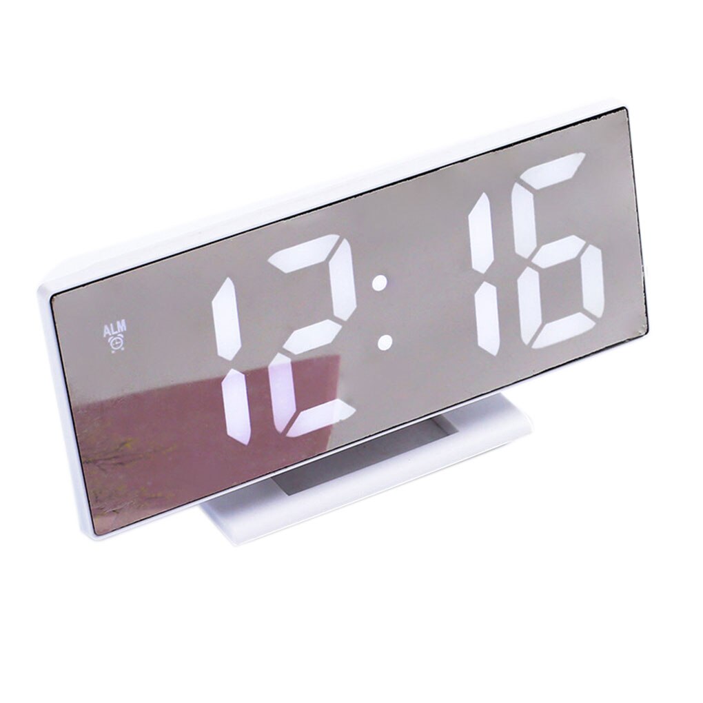 LED Mirror Digital Alarm Clock Electronic Watch Table Multifunction Snooze Night Display Desktop Alarm Clocks 12/24-hour System: 05
