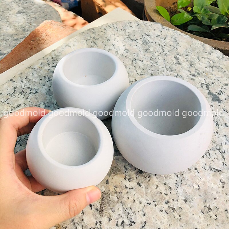 Spherical Concrete Flower Pot Mold Large Size Cement Planter Silicone Mold Succulent Plant Container Cement Vessel Plaster Mold