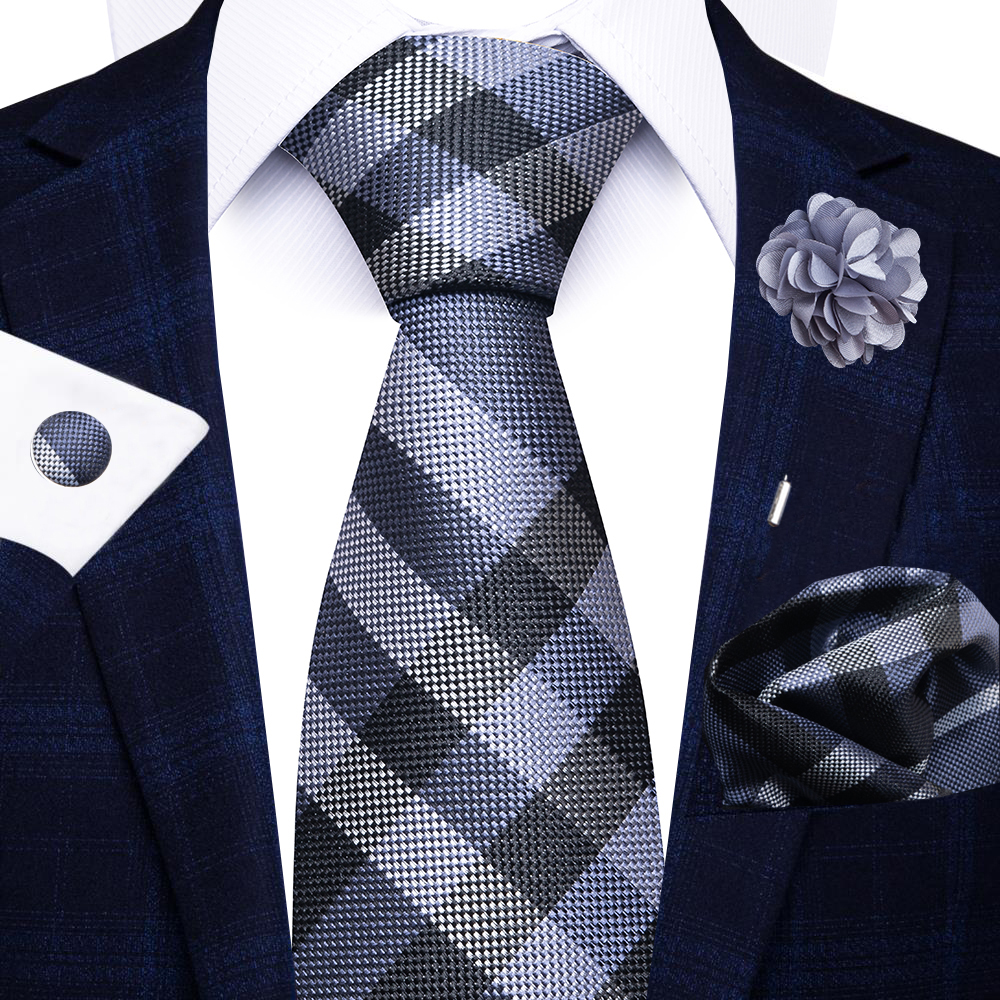 de vacaciones 8 cm corbata pañuelo gemelos Pin Set para hombres corbata raya traje rojo accesorios boda Gravatas