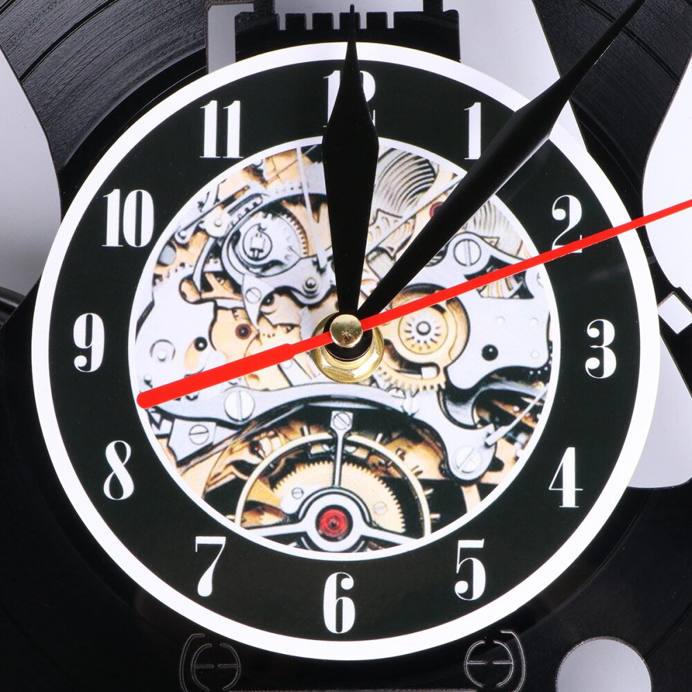 Guitar Shape Wall Clock Vinyl Record Wall Clock Living Room Wall Hanging Clock (without Lamp Shipment without Battery)
