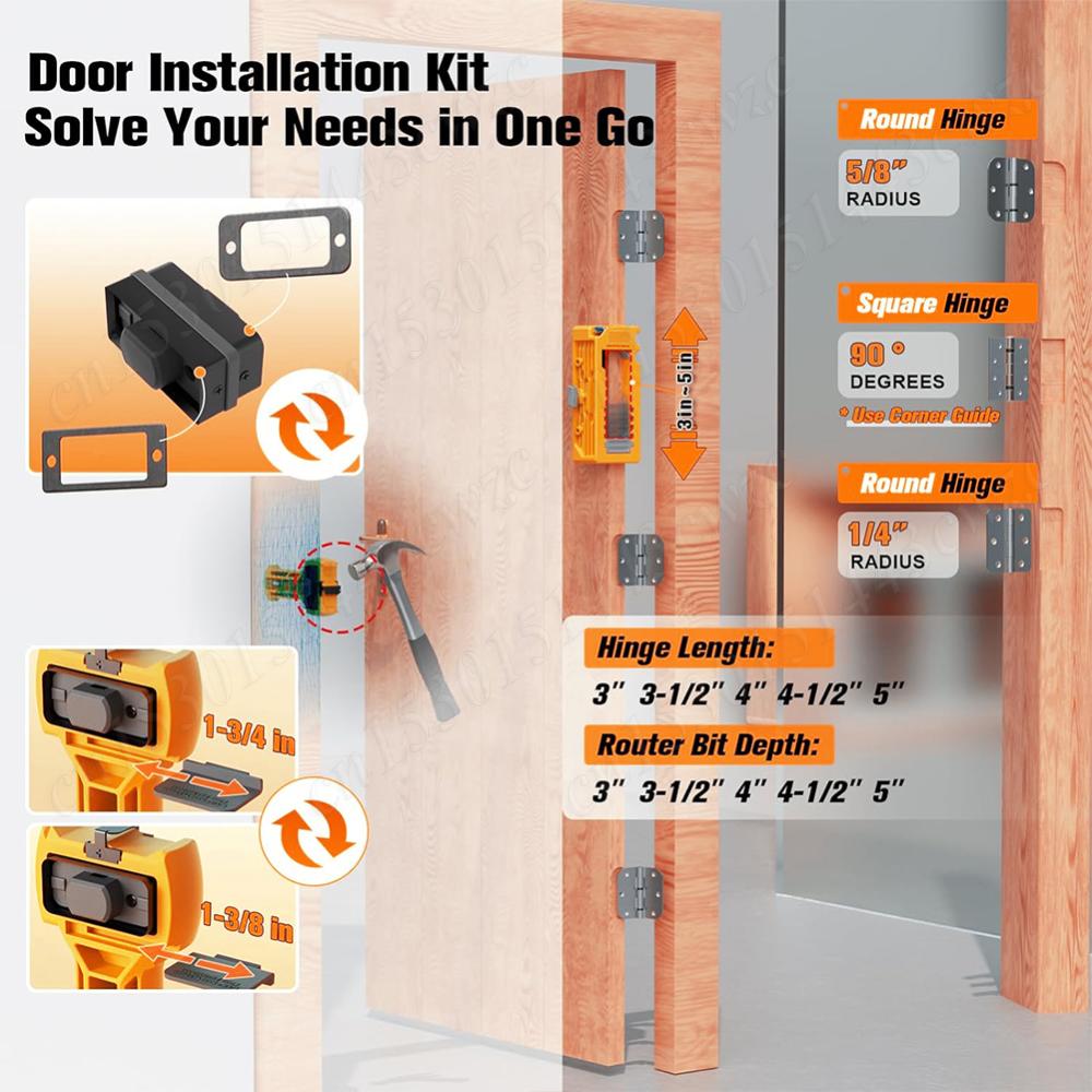 Kit de instalación de bisagras de puerta y pestillo de puerta Kit de instalación de bisagras de puerta DIY/modelo de mortaja para cincel y puntuación precisas