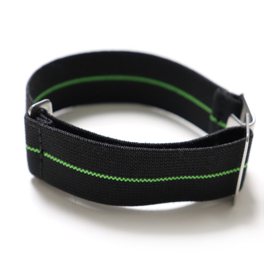 Moda substituição pulseiras elásticas cinta tecido náilon banda estilo pára-quedas elástico relógio banda relógios cassuais acessórios: Black Green