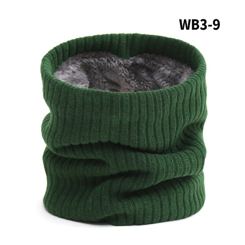 Women Knitted Scarf Solid Winter Snood Scarves Lady Warm Wool Fur Thick Unisex Men Neck Scarfs Ring Accessories: Green