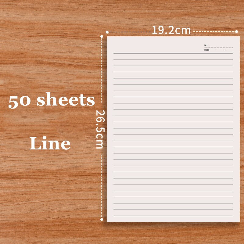 Bloc de notas B5 para diario, recambio de cuaderno de bocetos, cuadrícula, planificador de puntos, pintura, página interior, escolares de oficina: Line