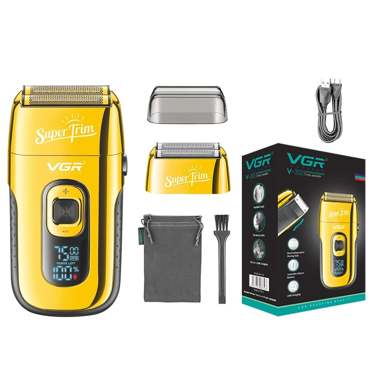 VGR Elektrisch Scheerapparaat Elektrisch Scheerapparaat Oplaadbare Scheren Machine voor Mannen Scheerapparaat Baard Scheermes Baard Trimmer Tondeuse V-332: Goud