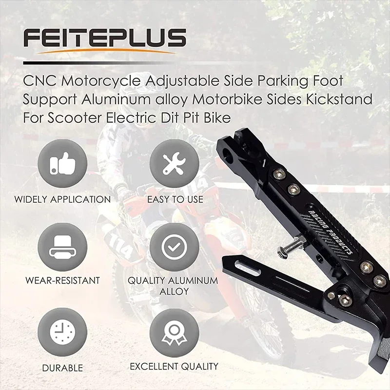 Soporte lateral de pie de Metal ajustable para bicicleta y motocicleta, soporte para patadas, accesorios de estacionamiento para motocicleta