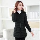 Leichte Baumwolle Lange Parkas Einfarbig Langarm Winter warm Plus Größe Weibliche gepolstert Mantel ZO1777: Schwarz / XL