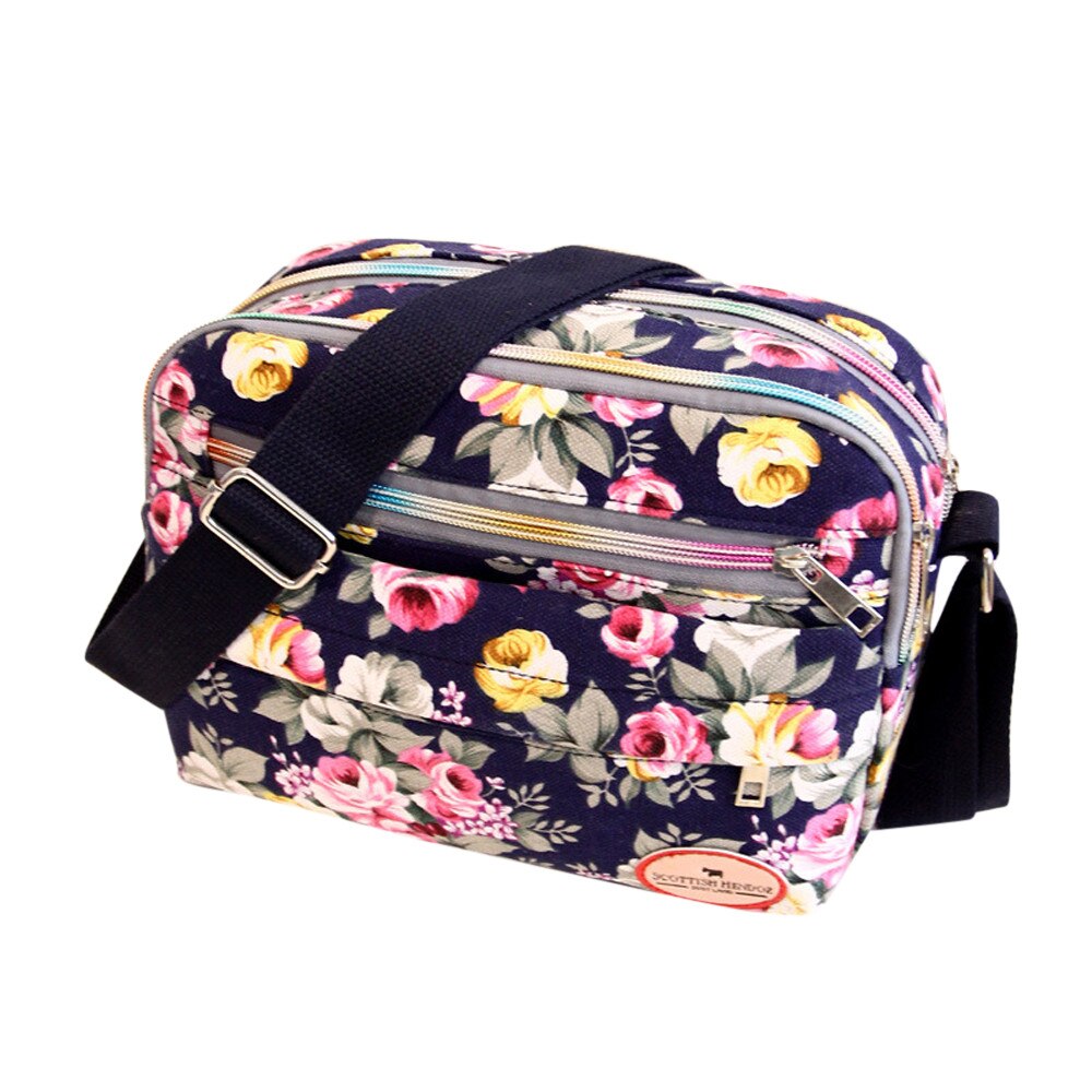 Women's Casual Canvas Shoulder Cloth Bag Flowers Printing Shopping Bag Lady Mommy Handbag Small Tote Bags Sac A Main