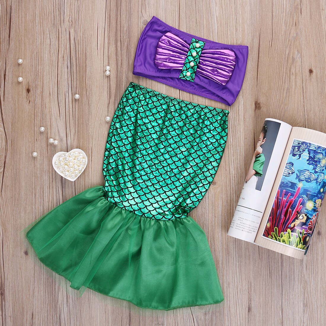 Babymeisjes met een loopbare staart, bikini's, badkleding, kinderbadpak, kinderbadkleding