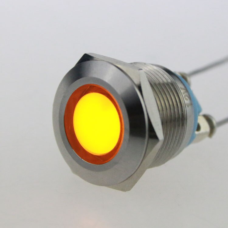 10 stk led metal indikatorlys 19 mm metal lys advarsel bil lys 3v 6v 12 v 24 v 36v 48v 220 vred grøn gul blå og hvid: 12v gule