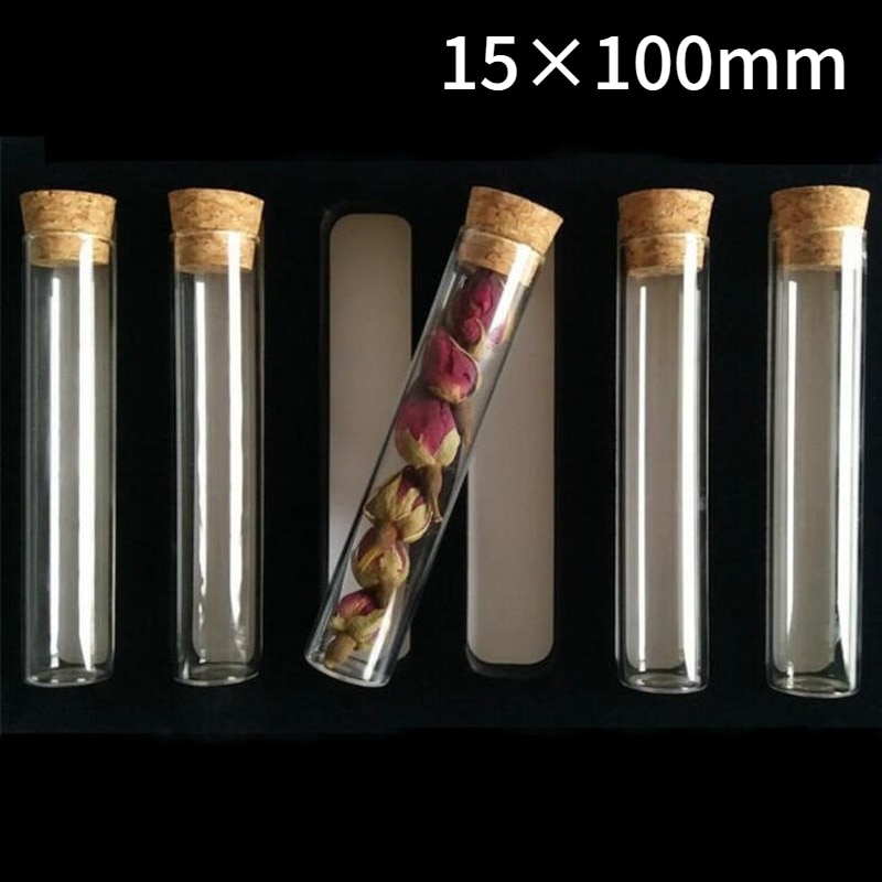 24 stk / parti 15 x 100mm reagensglas med fladt bundglas med korkpropper til slags tests