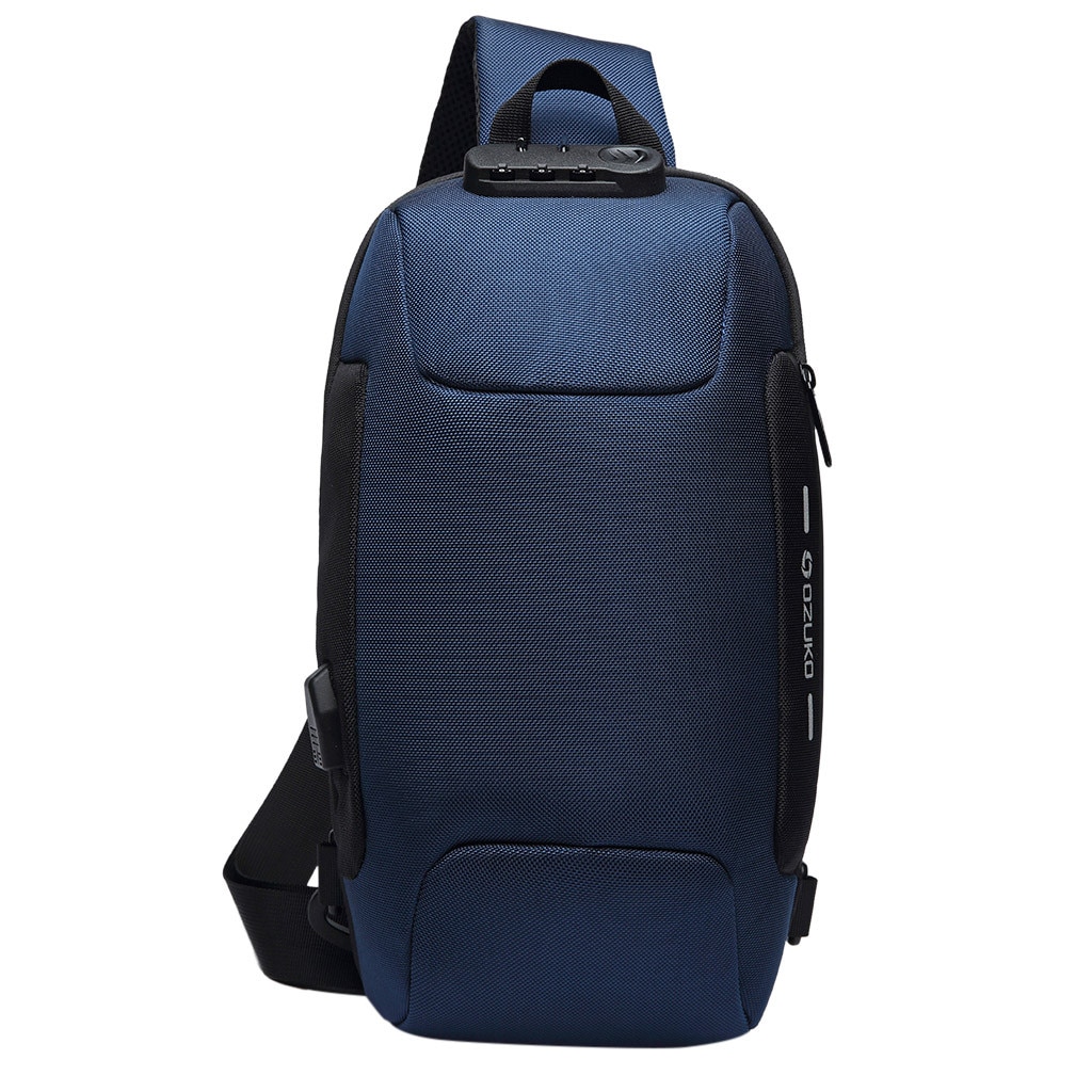 OZUKO hommes multi-fonction sac de messager Anti-vol étanche sac de voyage coffre bolsa feminina: Bleu