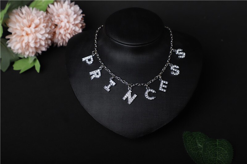 Hiphop DIY Cuban Necklace Rhinestone Letter Necklace Women Gothic Statement Necklace Jewelry Own Style: 4