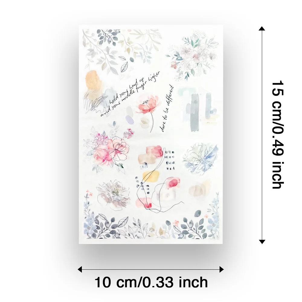 Pegatinas de flores de goma, pegatinas artesanales decorativas Vintage, pegatinas de transferencia de diario basura, suministros para álbum de fotos DIY, álbum de recortes