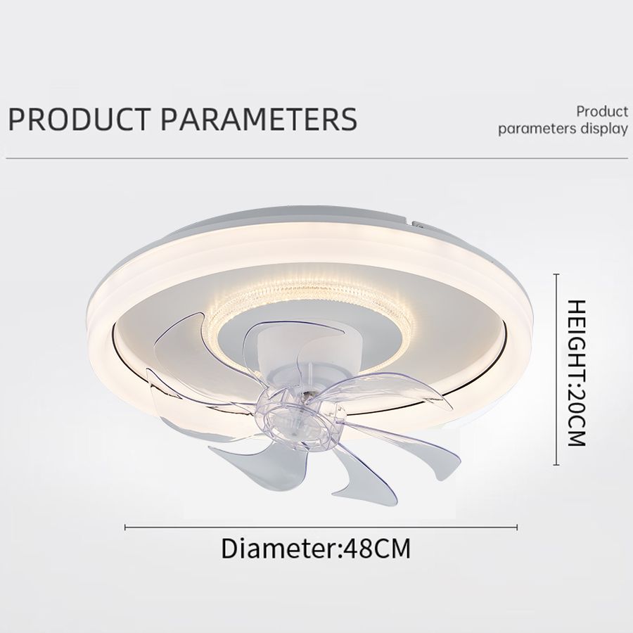 Smart Ceiling Fan Fans With Lights Remote Control Bedroom Decor Ventilator Lamp 48cm Air Invisible Blades Retractable Silent