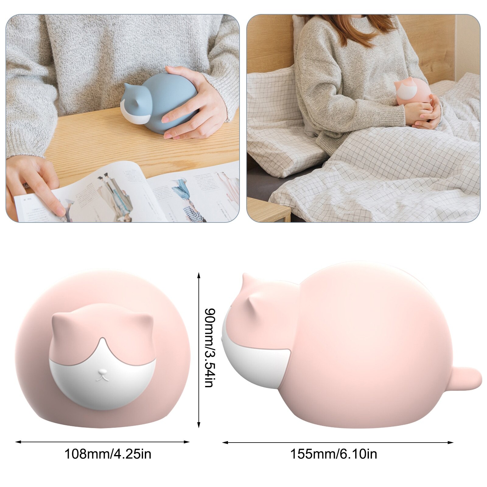 Bouteille d'eau chaude en Silicone dessin animé mignon chat refroidisseur réutilisable chauffage glace refroidissement Muscle blessure Portable chauffe-mains