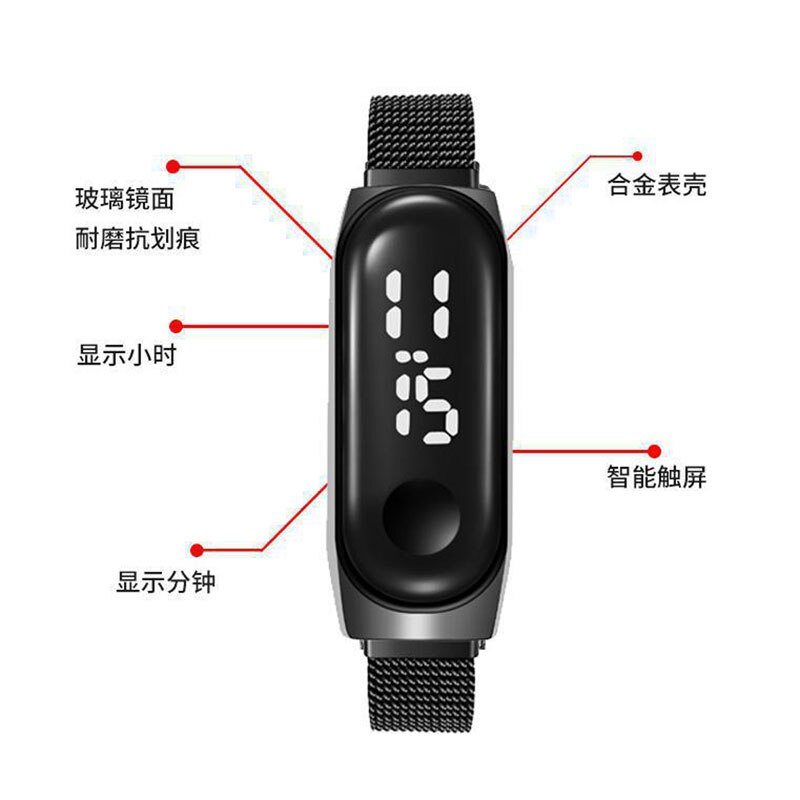 Led Vrouwen Horloge Magnetische Magneet Waterdichte Touch Vrouwen Horloges Touch Digitale Horloges