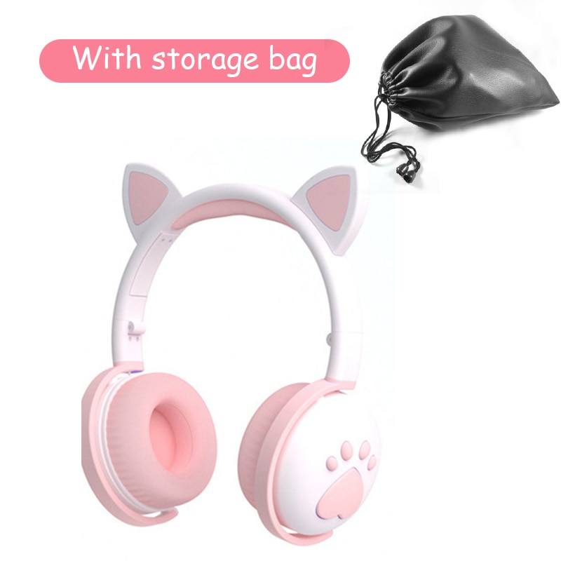 Draadloze headhand gamer roze kattenoor bluetooth 5.0 fone de ouvid schattige  ps4 telefoon pc met microfoon 3.5mm gaming telefoon  ps4 overear gamer: Wit