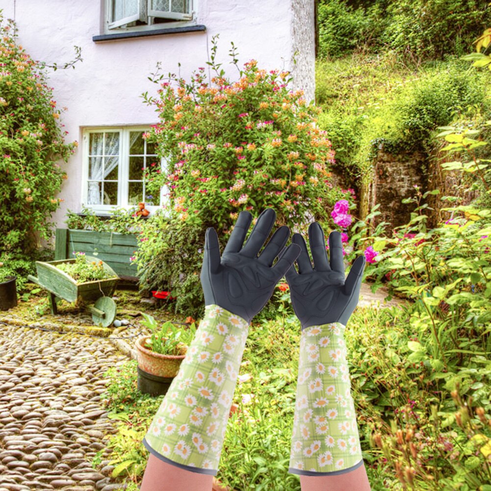 1 par de guantes de jardinería de manga larga, guante Dacron, guantes resistentes al frío, guantes resistentes al agua, poda, accesorios de trabajo para jardín