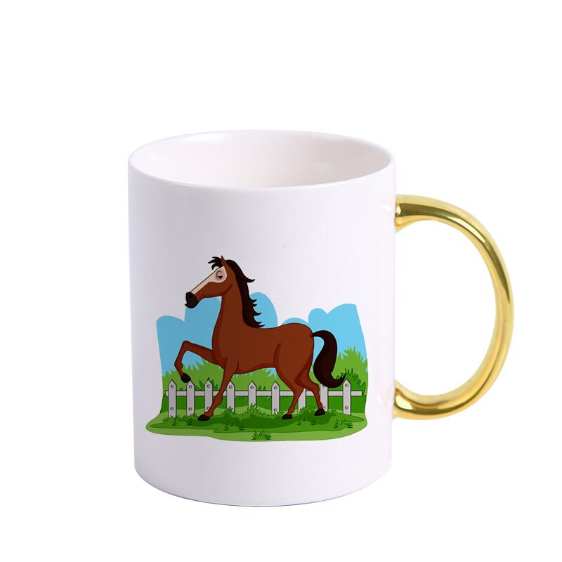11oz Horse pattern Ceramic mug coffee Mugs Drinkware Coffee Tea Cups Novelty milk cup Drinkware KTDW-062: KTDW-062-B