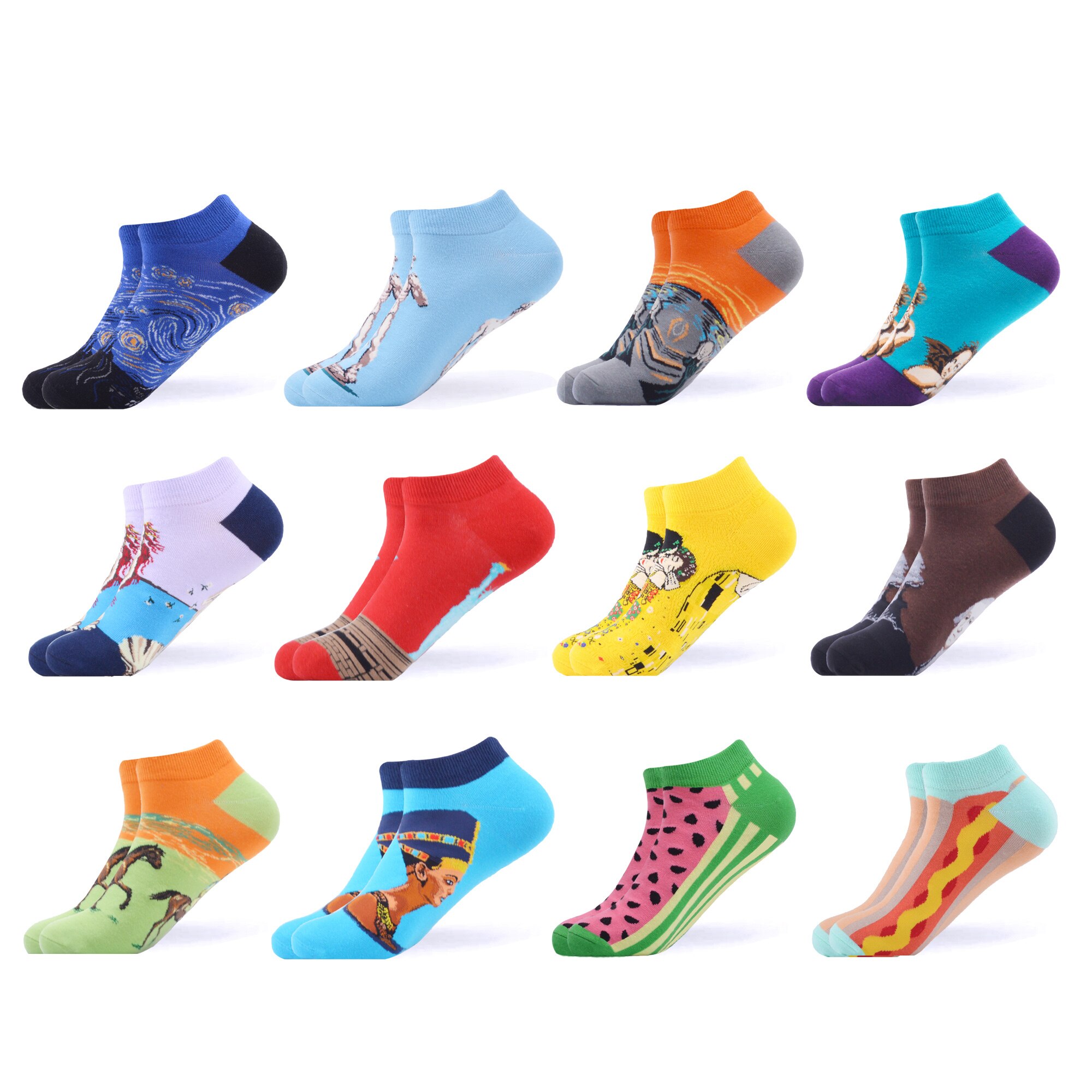 SANZETTI – chaussettes courtes à carreaux en coton peigné pour femmes, 12, nouveauté, colorées, décontractées, Harajuku, tendance paires/lot: B06235