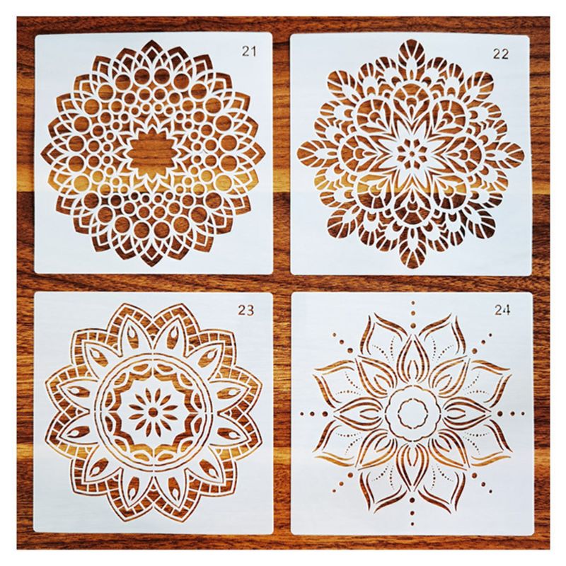 24 Pieces Painting Stencils for Floor Wall Tile Fabric Wood Burning Art&amp;Craft Supplies Man