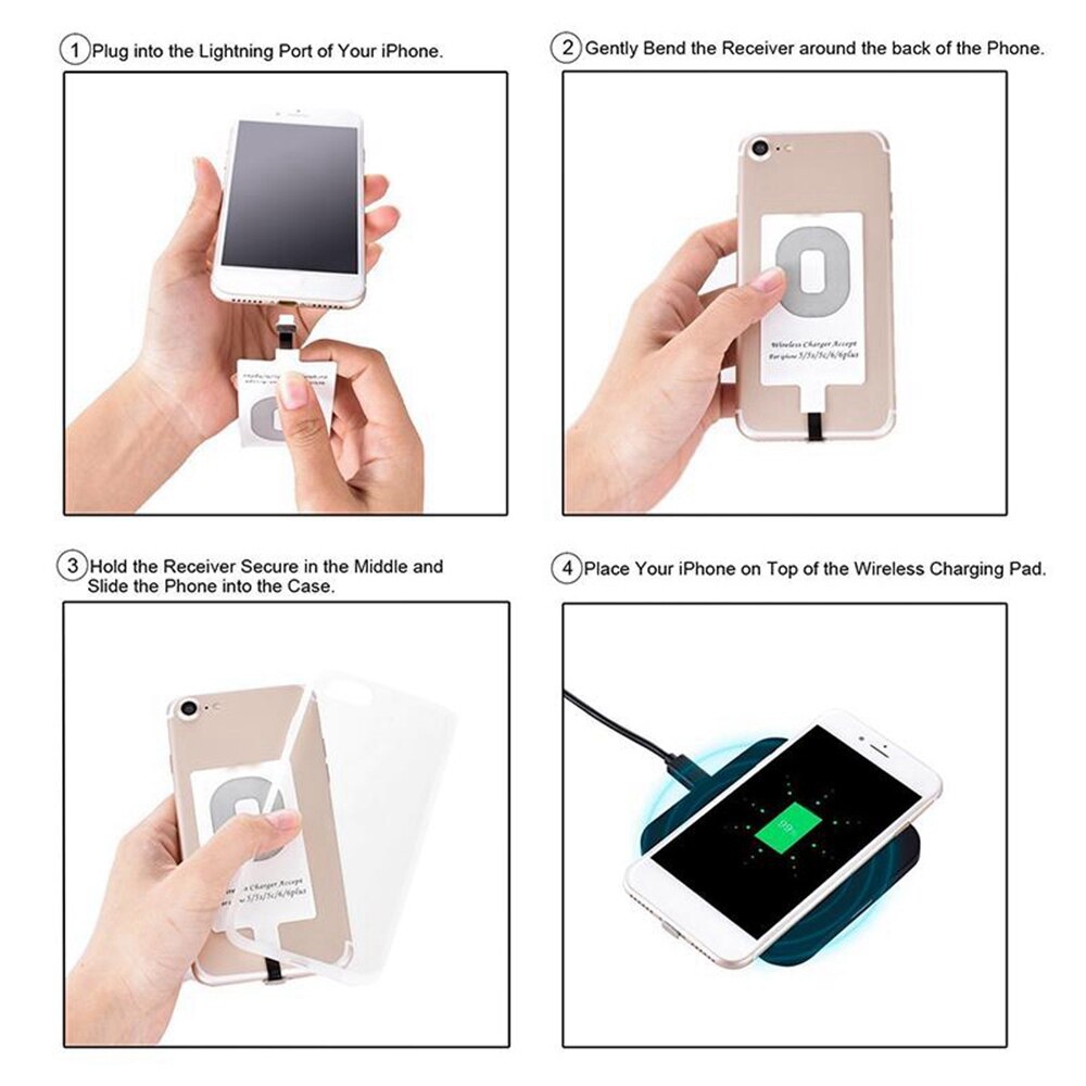 Cargador inalámbrico de escritorio para iPhone 6, 6S, 7 Plus, adaptador receptor de carga inalámbrica rápida para Samsung A50, A70, A40, A10, A20