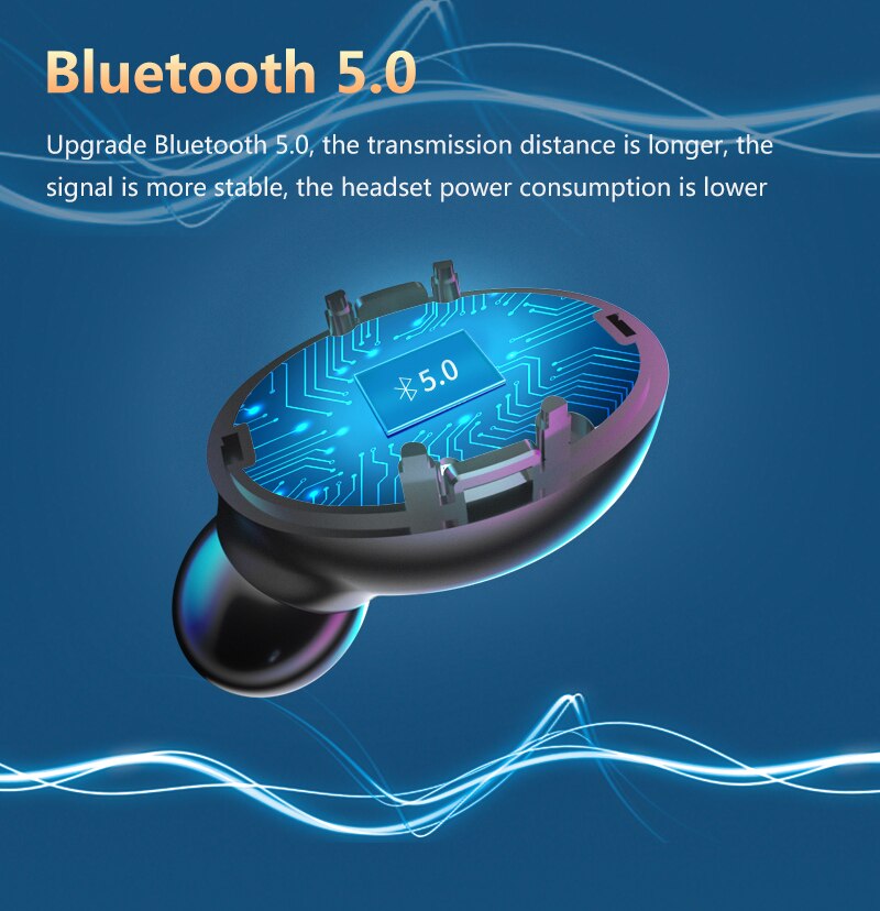 Tws Touch Draadloze Koptelefoon Bluetooth V5.0 Tws Draadloze Bluetooth Hoofdtelefoon Met 1200 Mah Power Bank Headsets Met Microfoon