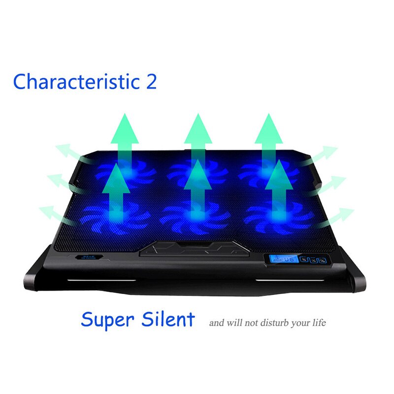 Laptop Cooling Pad Laptop Cooler Six Cooling Fan And 2 Usb Ports Laptop Cooling Pad Notebook Stand For 13-16 Inch For Laptop