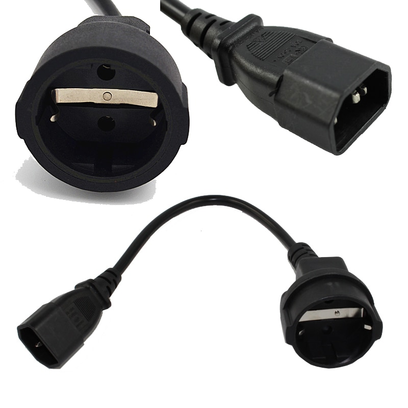 IEC 320 C14 Male Plug to European CEE 7/7 Female Socket Power Cord C14 to EU German socket female extension power cable 30cm
