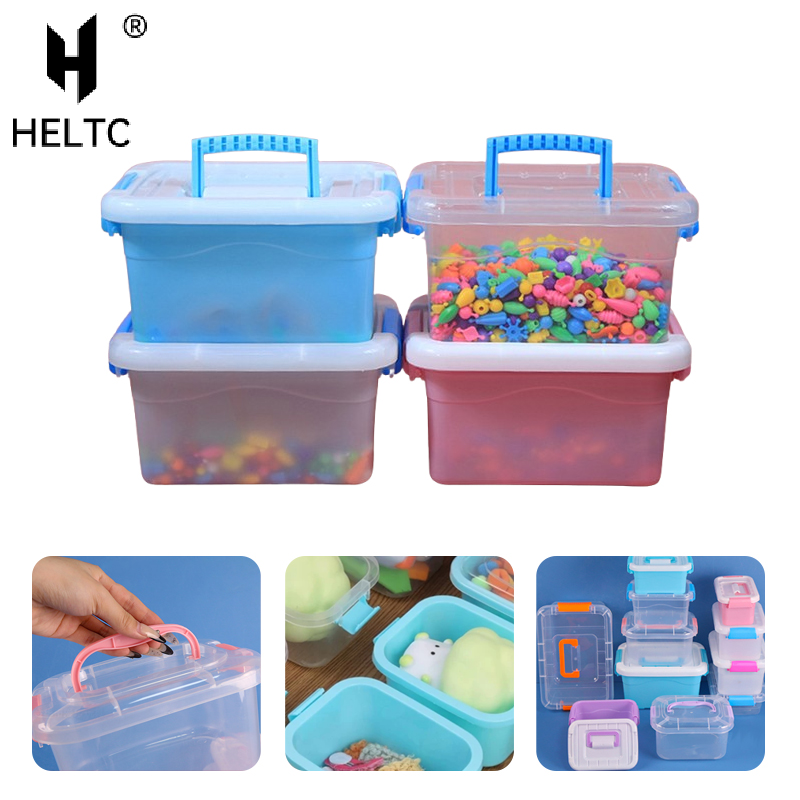 Kunststoff-Aufbewahrungsbox mit Deckel, tragbare transparente Organizer-Kasten für Kinderspielzeug, Studenten-Briefpapier-Behälter, Kosmetik-Sortierbox