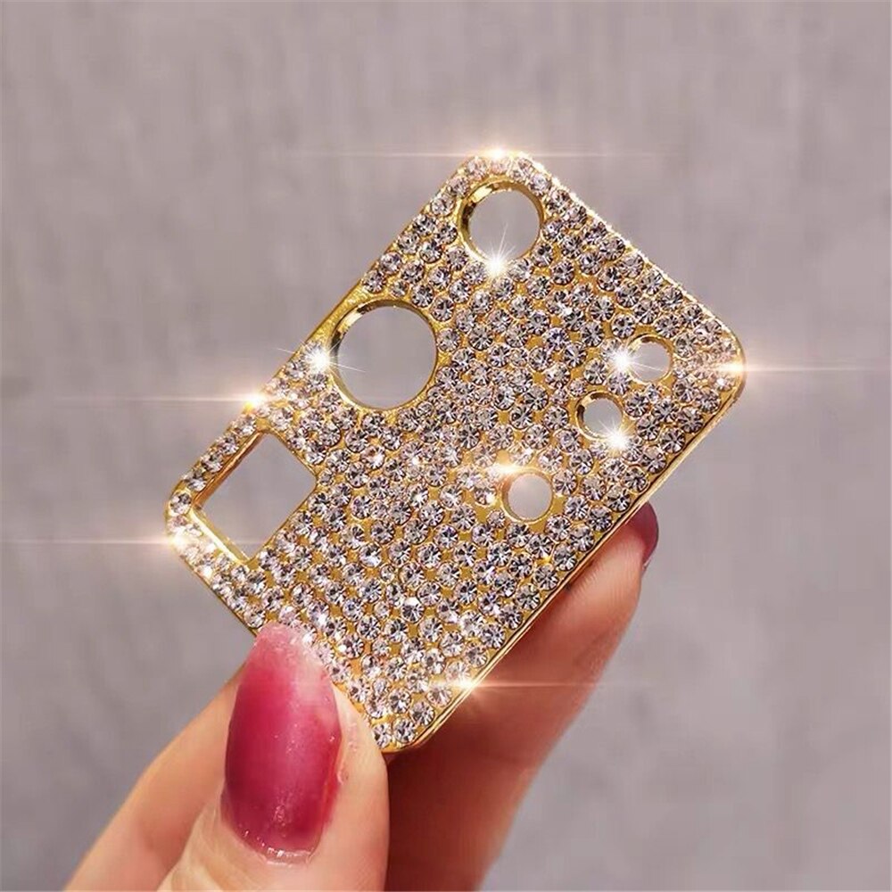 Bling Glitter Rhinestone Camera Lens Protector For Samsung Galaxy S20 Ultra S20 Plus Diamond Camera Protective Ring Cover Case: For S20 Plus / Gold