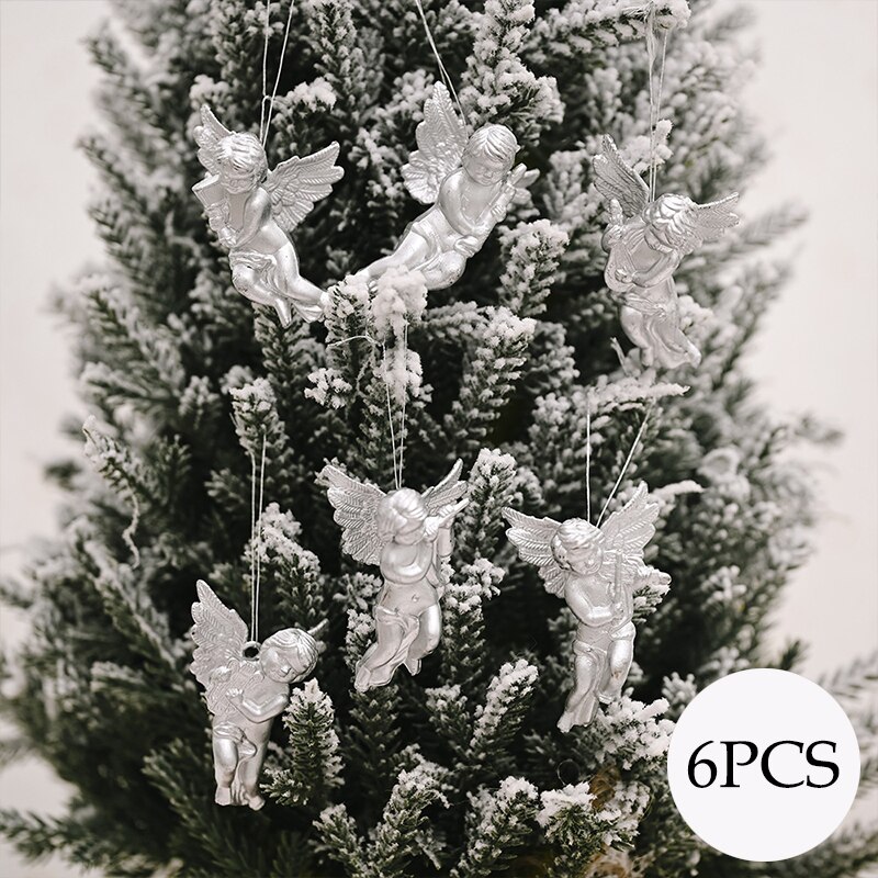6 stk guldengang vedhæng julepynt til hjemmet juledekoration juletræsdekoration hængende ornamenter årg: Sølv -6 stk