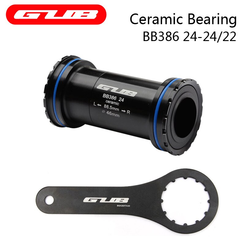 GUB BB386/24 Ceramic Bearings Bicycle Press Fit Bottom Brackets Axle for MTB Road Bike Parts 24mm Crankset Chainset Spindle