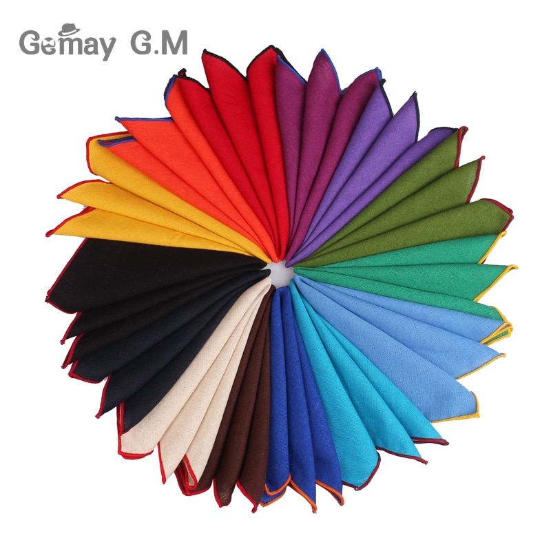 Solid Linen Pocket Square Suits Hanky Candy Color Handkerchiefs Casual Suit Square Handkerchief Towels For Party Scarves