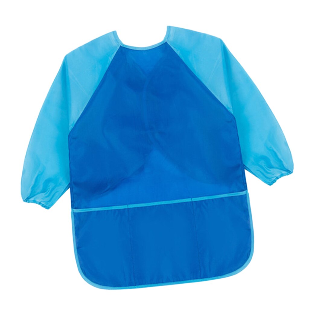 Polyester Kids Apron Long Sleeve Smock Child Cooking Painting Drawing Tool, M/ L: Light Blue Sleeve L