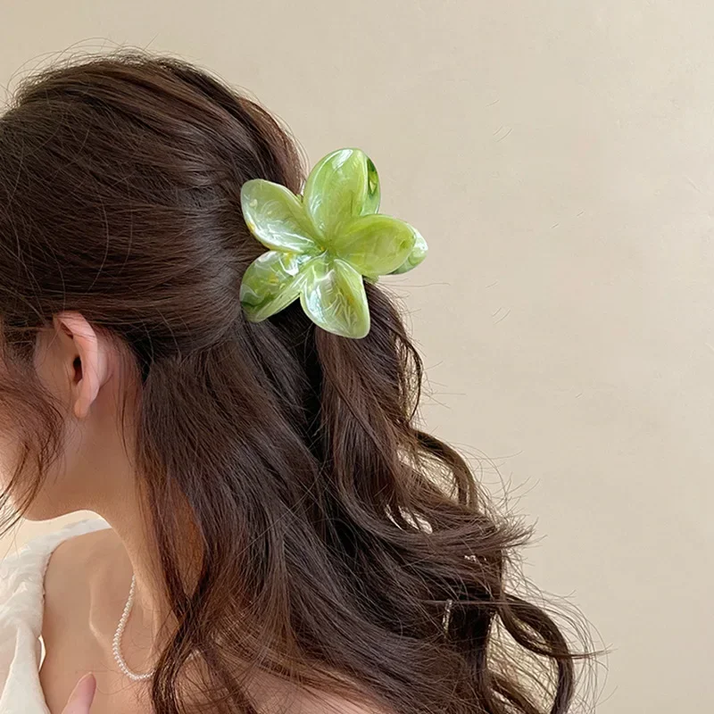 Pinza de pelo de flores acrílicas para mujer, pinzas de pelo con textura de mármol, horquilla de niña a la , accesorios coreanos para el cabello, tocado