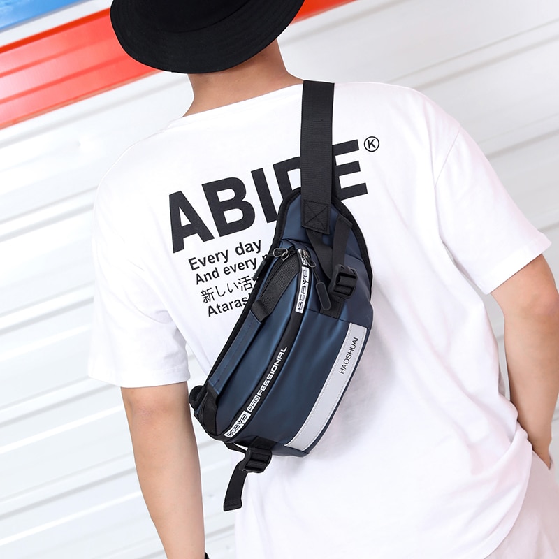 Imperméable à l'eau en Nylon hommes taille poitrine sac unisexe Fanny Pack réfléchissant banane ceinture sacs décontracté voyage Crossbody sacs