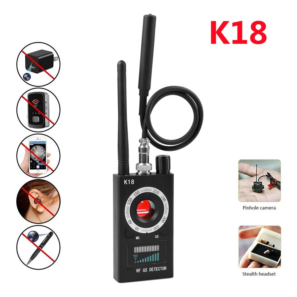 K18 Wireless Detector Camera GSM Audio Anti Bug Finder GPS Signal Lens RF Tracker Detect 1MHz-6.5GHz Multi-function Anti Camera