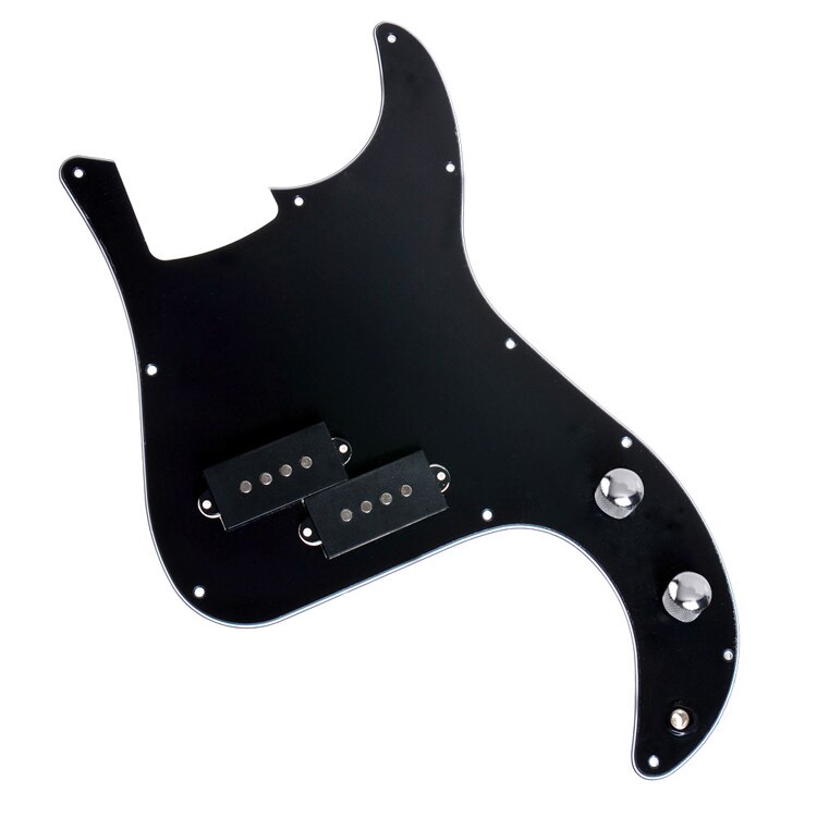 Bass Loaded Pickguard Prewired For PB Precision Bass P-Bass w/ 2 Pickups 1 Jack 2 Potentiometer Guitar Parts Replacement 3 Ply: Black-Silver Knobs