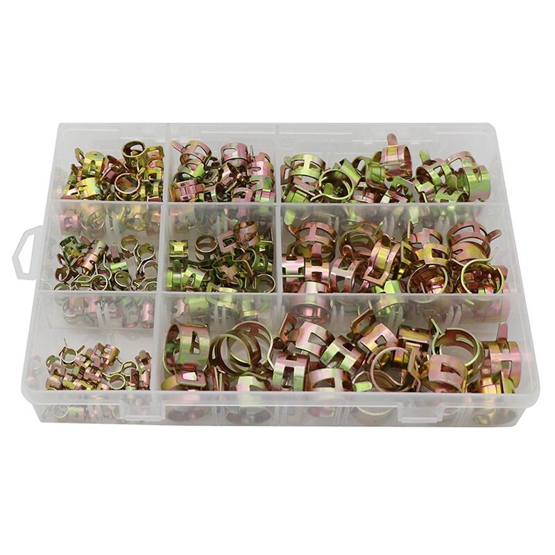 160PCS Spring Band Type Action Fuel Line Silicone Vacuum Hose Pipe Clamp Low Pressure Air Clip Clamps Fasteners Kit