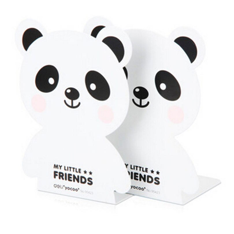 Deli Creatieve Schattige Panda Mode Boekensteunen Cartoon Giraffe Boek Door Volwassenen 'kinderen Boek 2 stuks veel 450g heavey boekensteunen: WHITE