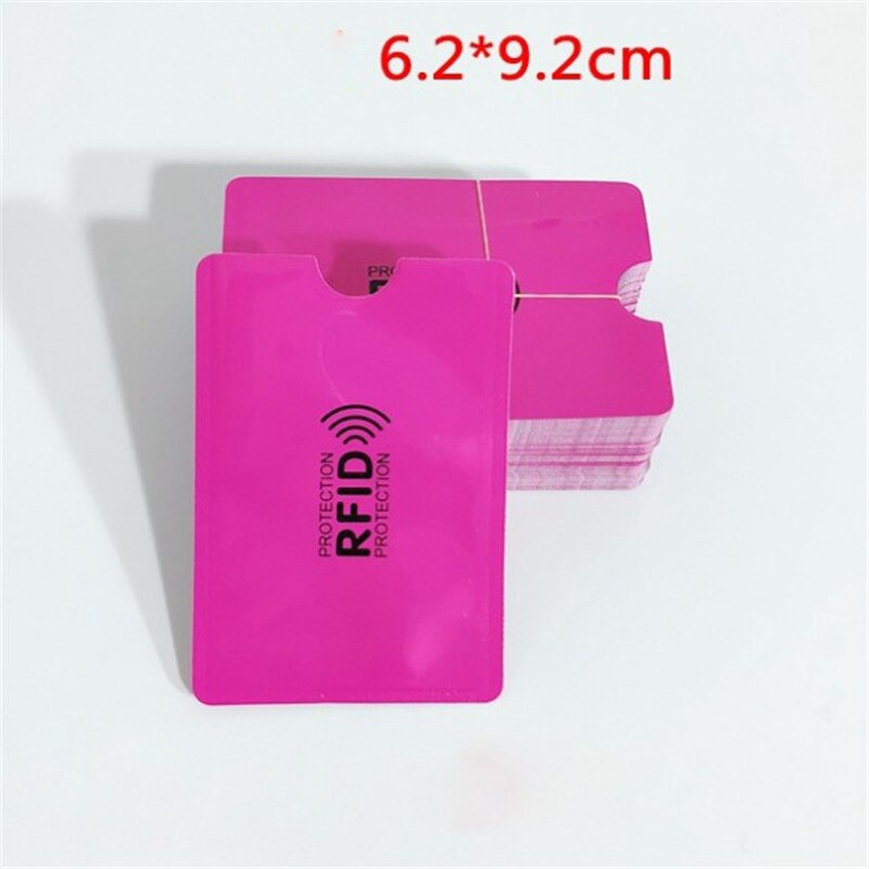 5PCS Men Anti Rfid Wallet Blocking Reader Lock Bank Card Holder Id Bank Card Case Protection Metal Credit NFC Holder Aluminium: Rose Red