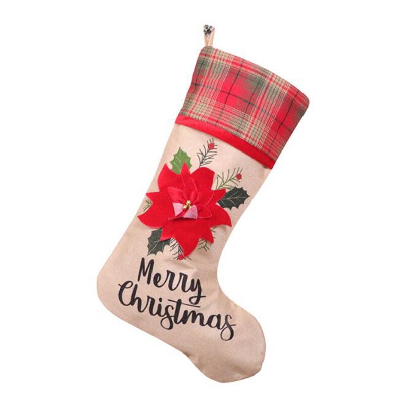 Kerstsok Bag Grote Rode Bloem Kerst Zak Snoep Zak Kerst Decoratie Hanger