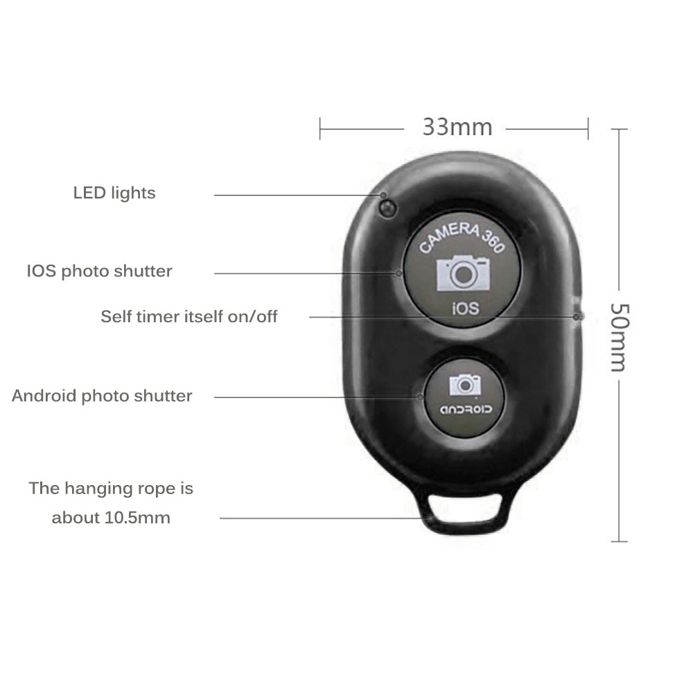 Draadloze Afstandsbediening Bluetooth Remote Universele Selfie Stok Shutter Monopod Knop Zelfontspanner Ondersteuning